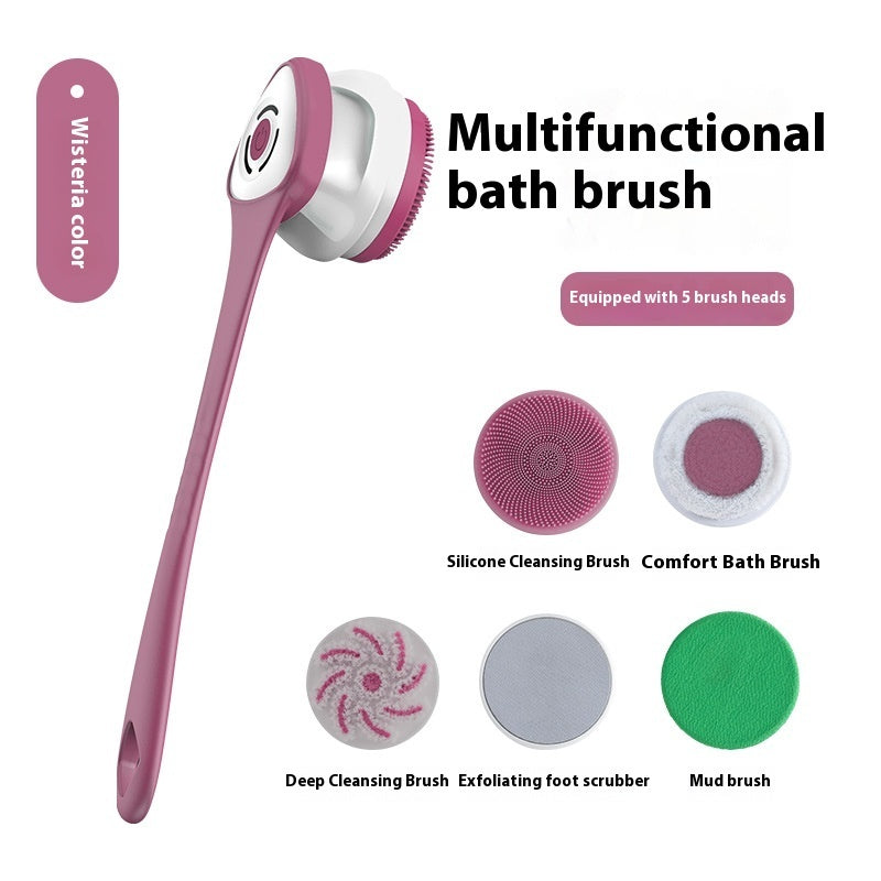 Electric Bath Brush Massage Back Exfoliation Cleaner Purple