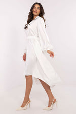 Elegant Belted Shirt Cocktail Evening Long Dress | Lakerta