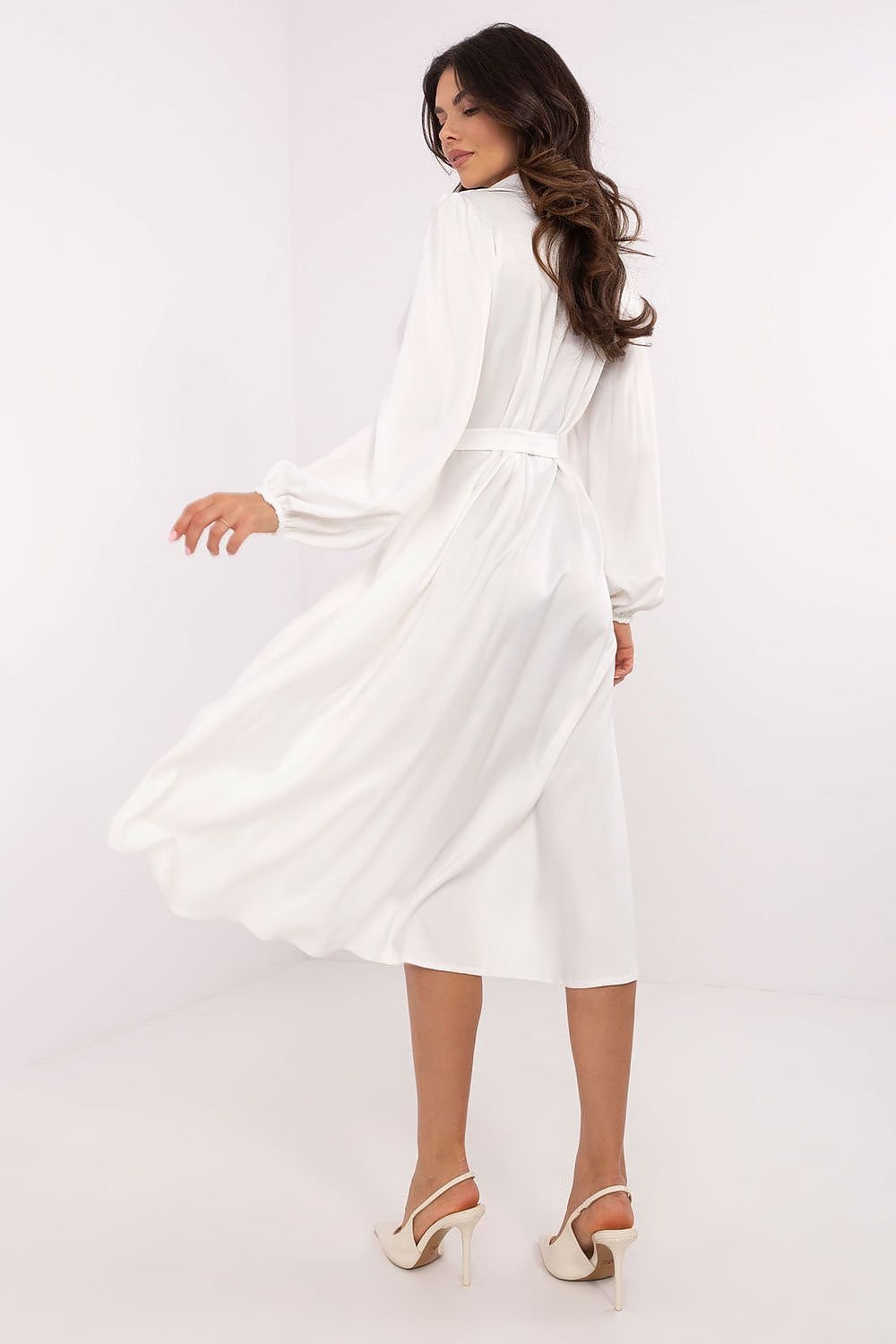 Elegant Belted Shirt Cocktail Evening Long Dress | Lakerta