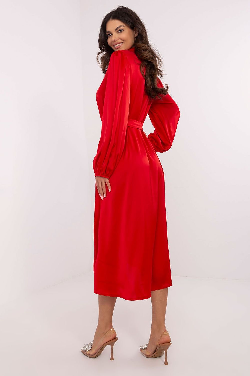Elegant Belted Shirt Cocktail Evening Long Dress | Lakerta