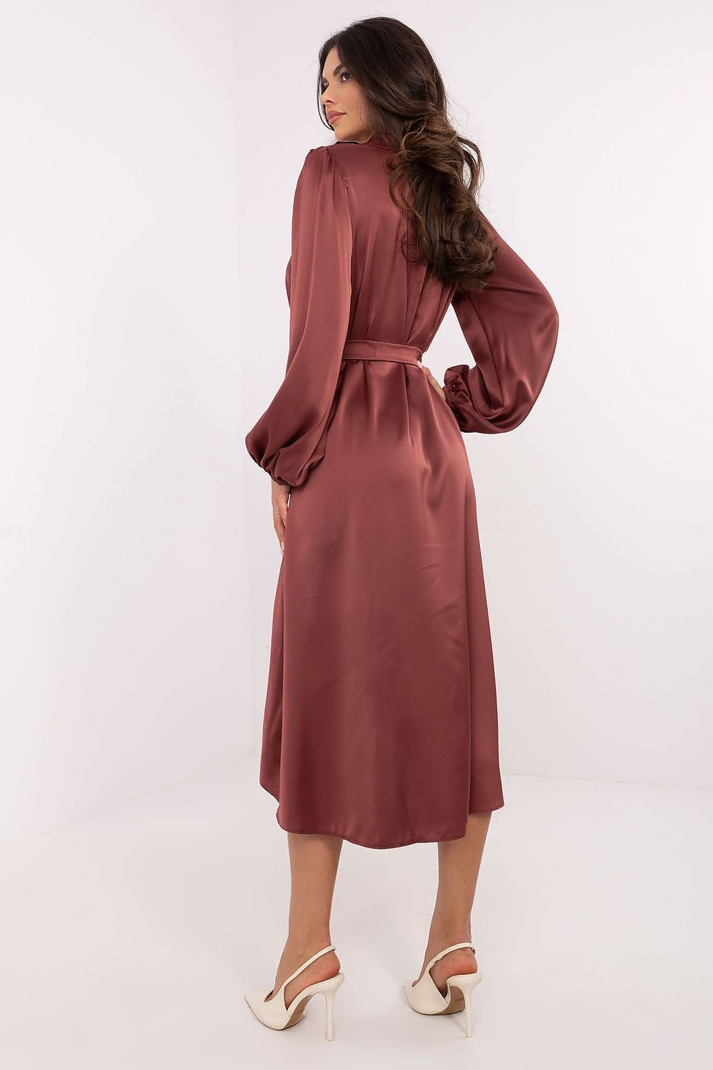 Elegant Belted Shirt Cocktail Evening Long Dress | Lakerta