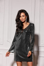 Ember Dazzling Shimmering A-line Short Dress | Roco Fashion