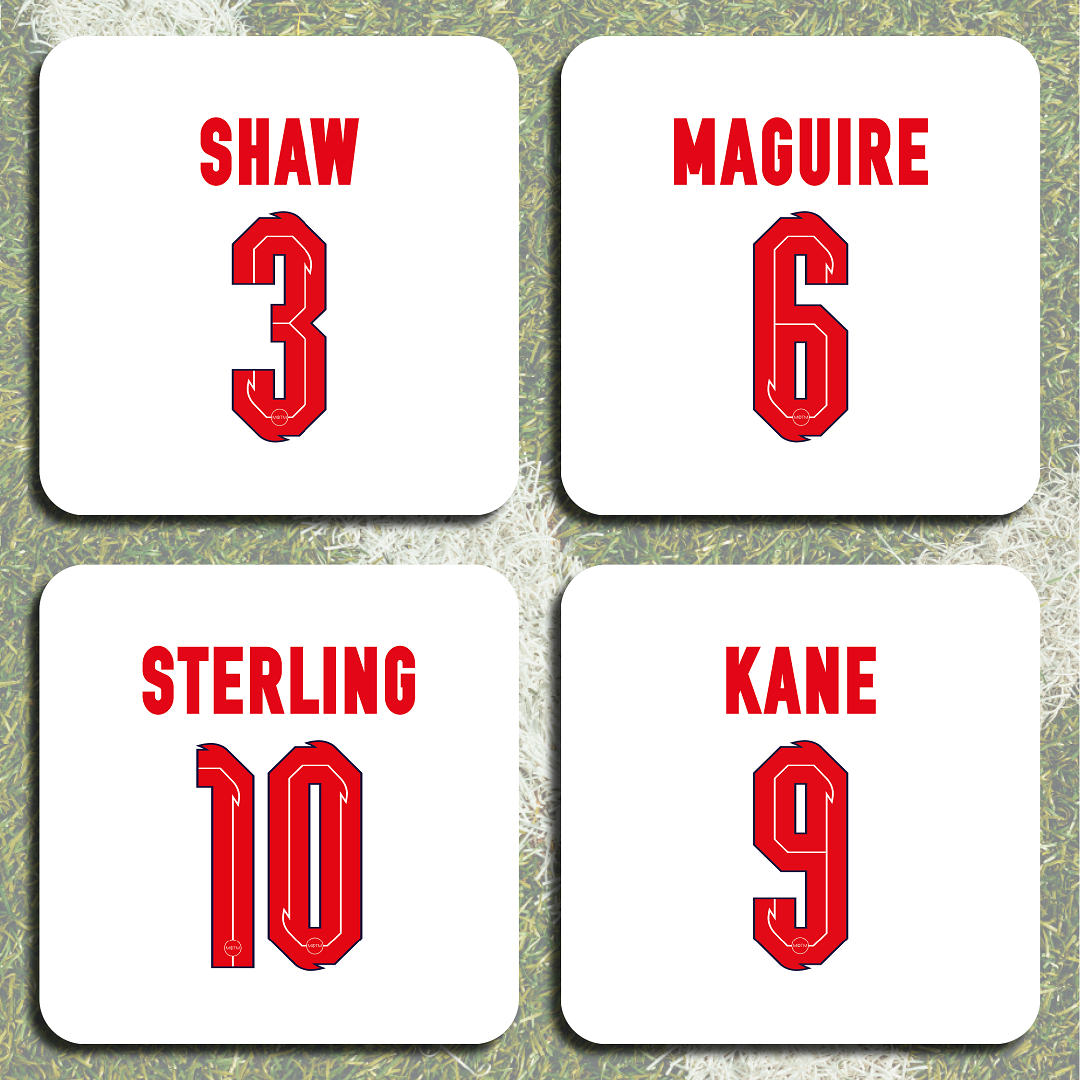 England Euro 2020 Legends Football Coasters - Set of 4
