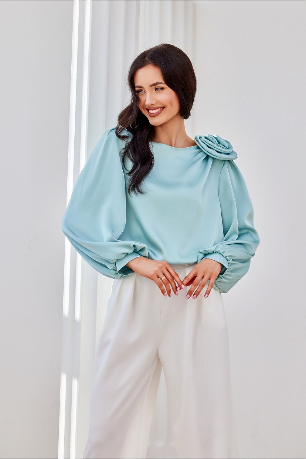 Evelyn Satin Blouse | Roco Fashion Green