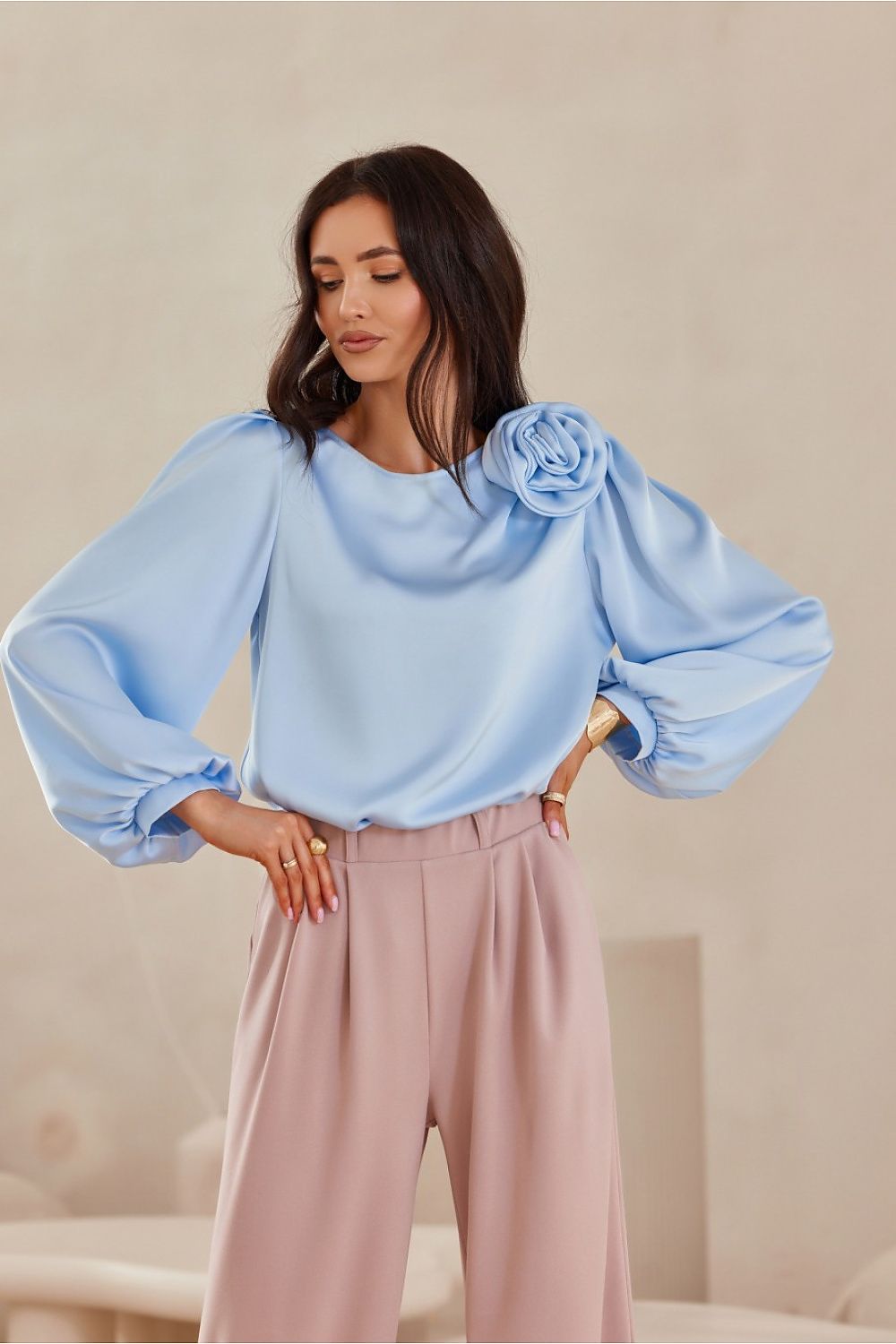 Evelyn Satin Blouse | Roco Fashion Blue