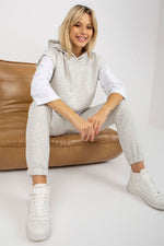 Ex Moda Loungewear Set with Blouse, Hooded Sweatshirt, and Tie-Waist Pants