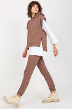 Ex Moda Loungewear Set with Blouse, Hooded Sweatshirt, and Tie-Waist Pants