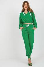 Ex Moda Loungewear Set with Hooded Sweatshirt and Long Pants green one-size-fits-all