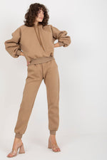 Ex Moda Loungewear Set with Hooded Sweatshirt and Pants beige one-size-fits-all