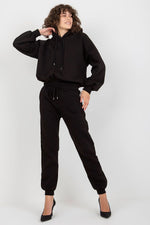 Ex Moda Loungewear Set with Hooded Sweatshirt and Pants black one-size-fits-all