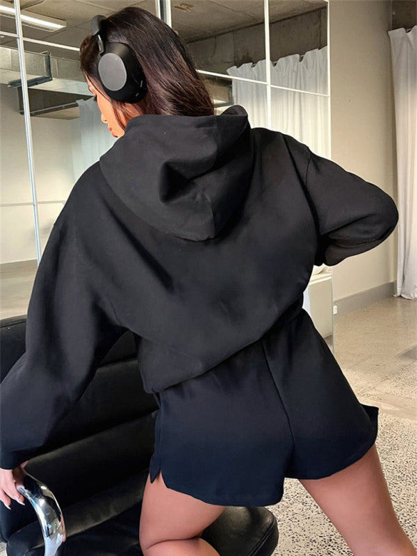 Fashion Loose Colour Sweatshirt Shorts & Top Loungewear Set