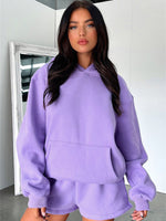 Fashion Loose Colour Sweatshirt Shorts & Top Loungewear Set
