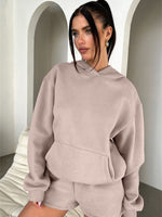 Fashion Loose Colour Sweatshirt Shorts & Top Loungewear Set