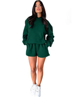 Fashion Loose Colour Sweatshirt Shorts & Top Loungewear Set