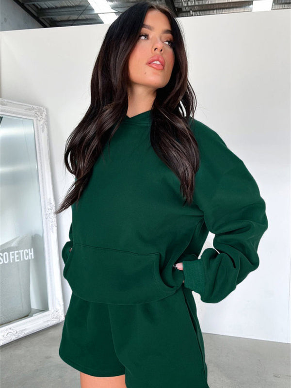 Fashion Loose Colour Sweatshirt Shorts & Top Loungewear Set