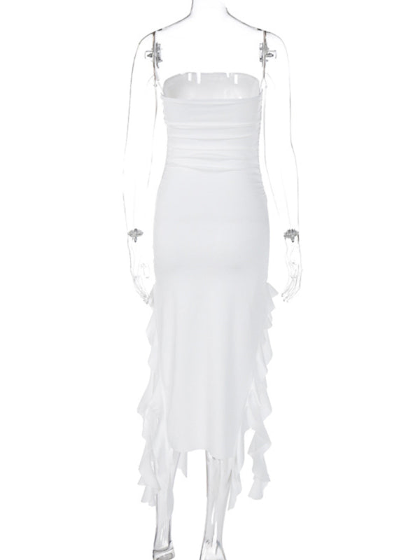 Fashion Sexy Tube Irregular Hem Dress