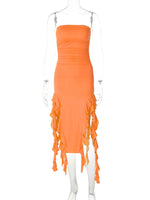 Fashion Sexy Tube Irregular Hem Dress