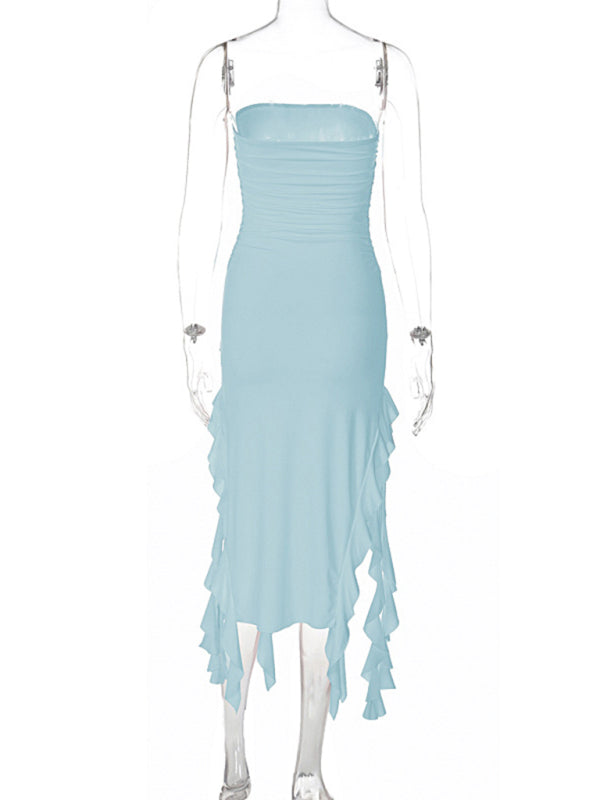 Fashion Sexy Tube Irregular Hem Dress