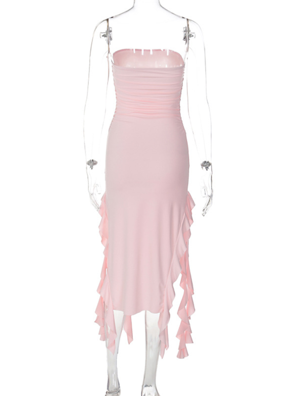 Fashion Sexy Tube Irregular Hem Dress