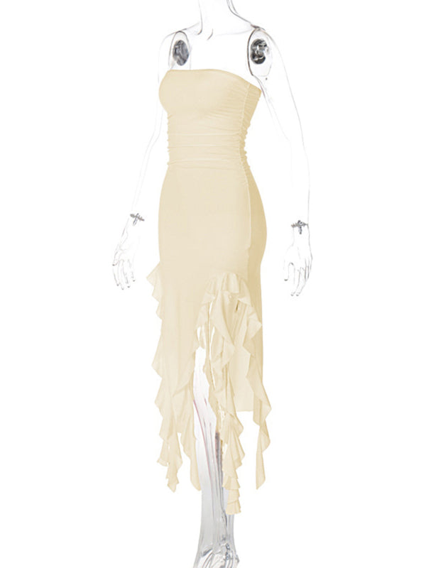 Fashion Sexy Tube Irregular Hem Dress