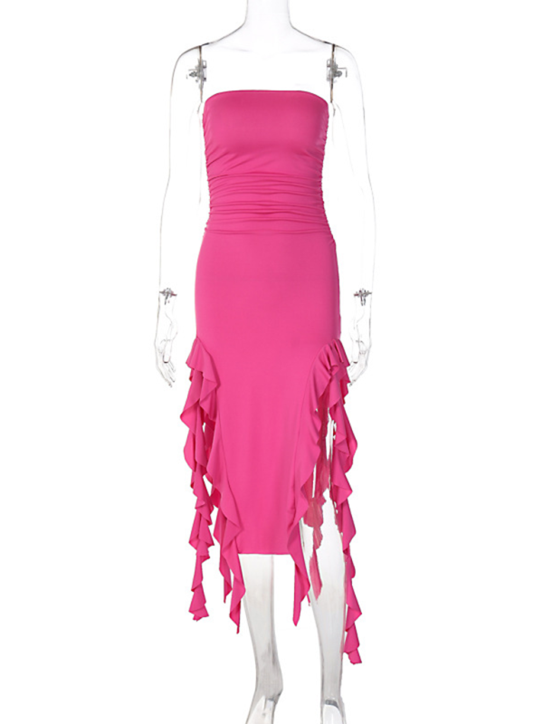 Fashion Sexy Tube Irregular Hem Dress