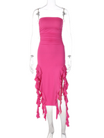 Fashion Sexy Tube Irregular Hem Dress