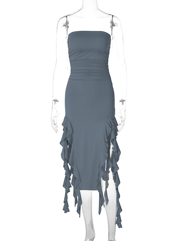 Fashion Sexy Tube Irregular Hem Dress