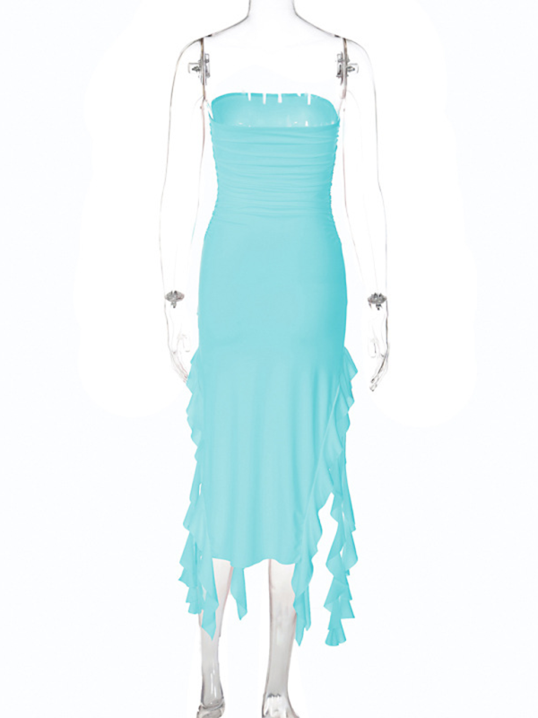 Fashion Sexy Tube Irregular Hem Dress