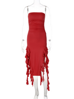 Fashion Sexy Tube Irregular Hem Dress