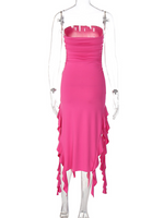 Fashion Sexy Tube Irregular Hem Dress