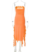 Fashion Sexy Tube Irregular Hem Dress