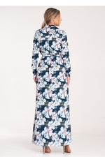 Figl Buttoned Maxi Daydress with Long Sleeves and Narrow Belt