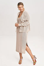 Figl Two-Piece Midi Dress and Bolero Co-Ord Set beige one-size-fits-all