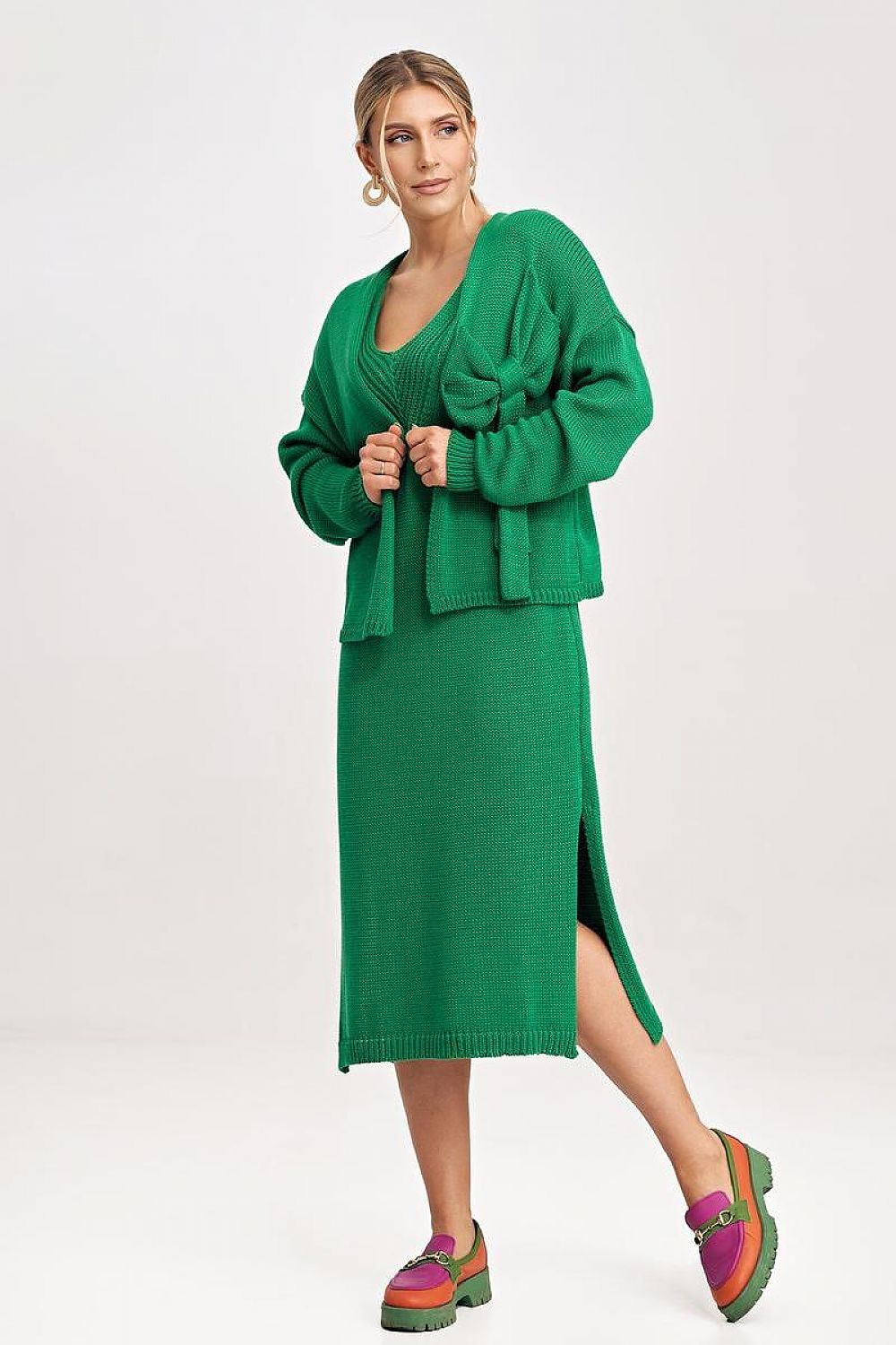 Figl Two-Piece Midi Dress and Bolero Co-Ord Set green one-size-fits-all