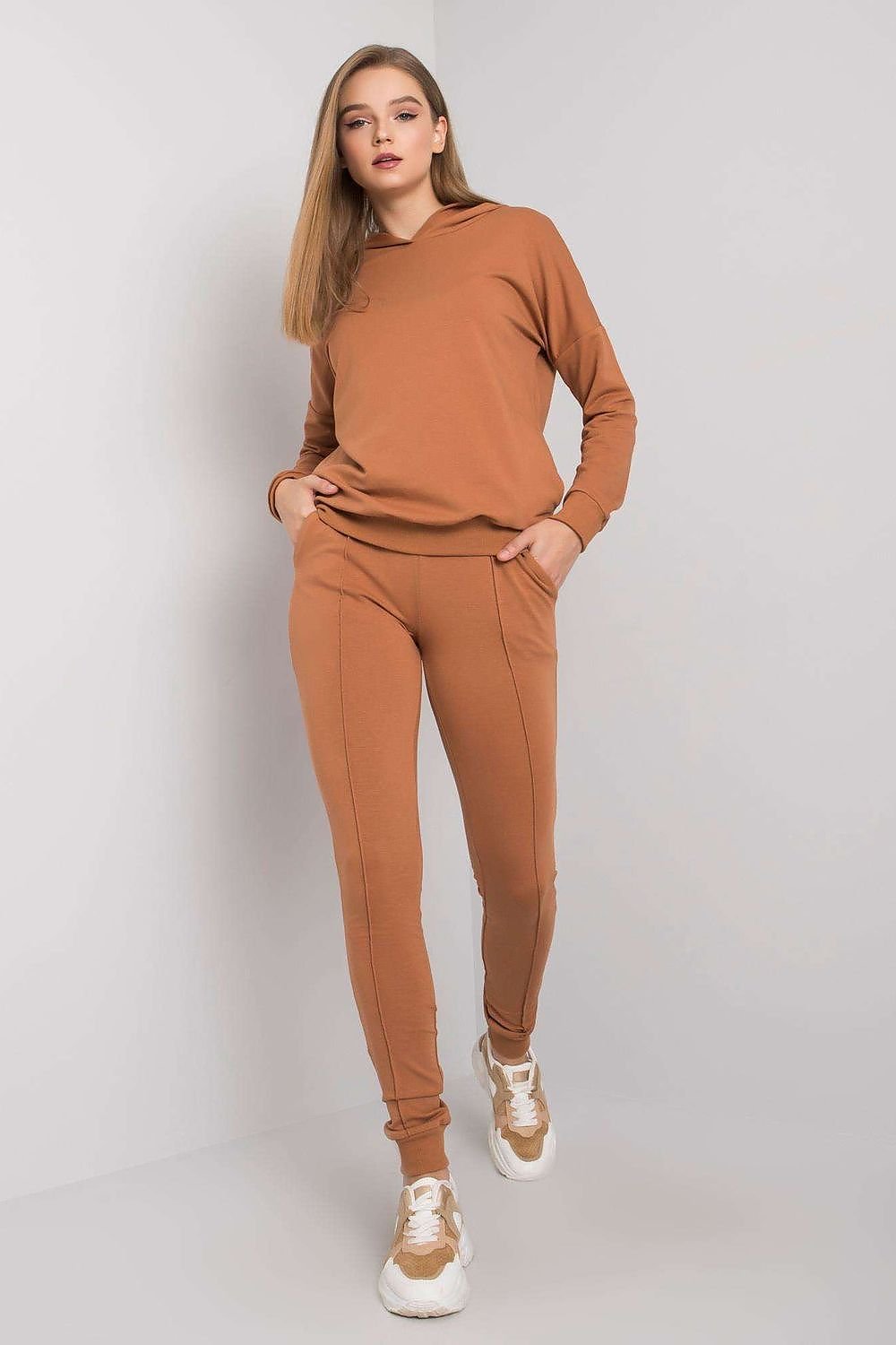 Fitted Back Zip Hooded Loungewear Set | Fancy Brown