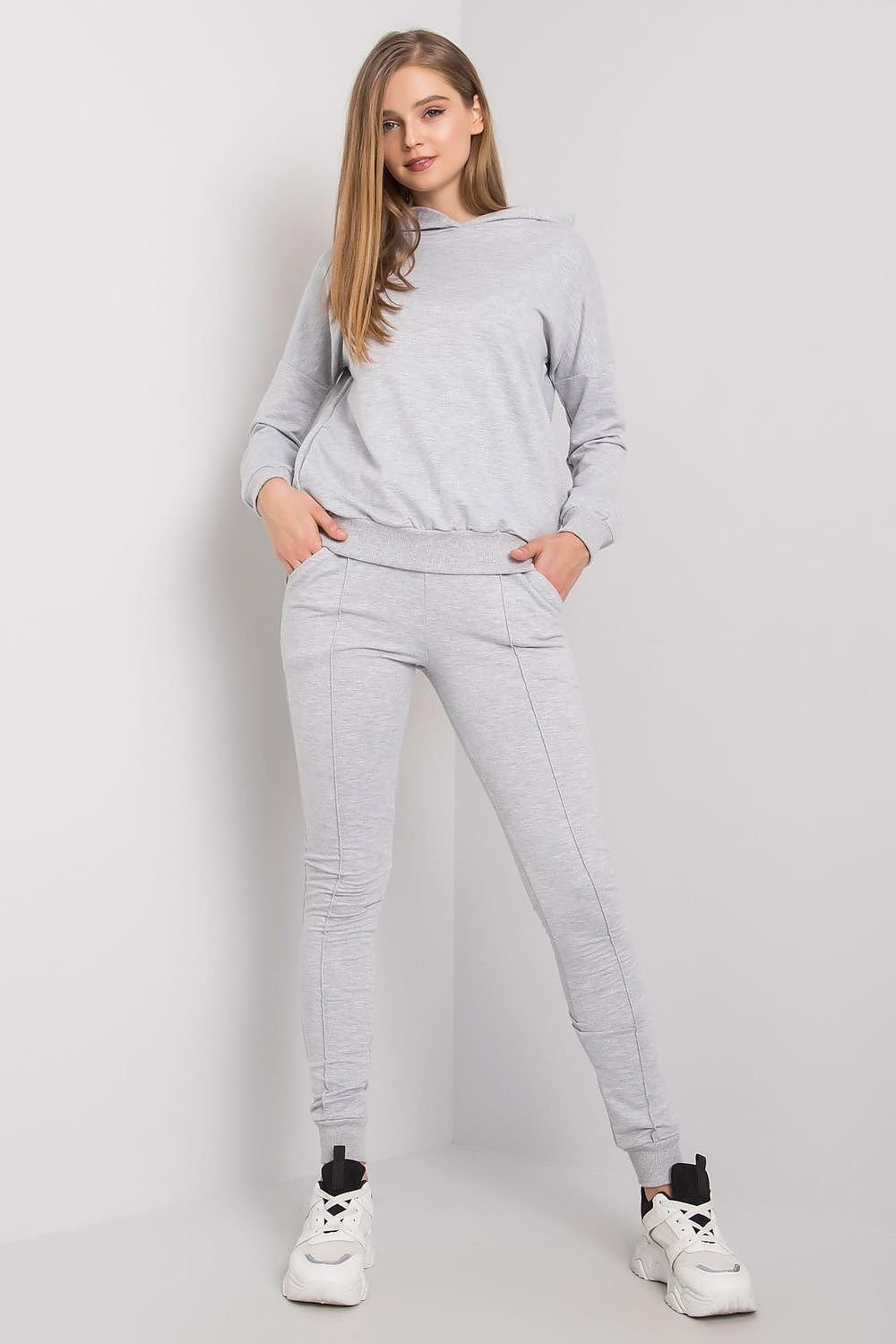 Fitted Back Zip Hooded Loungewear Set | Fancy Grey