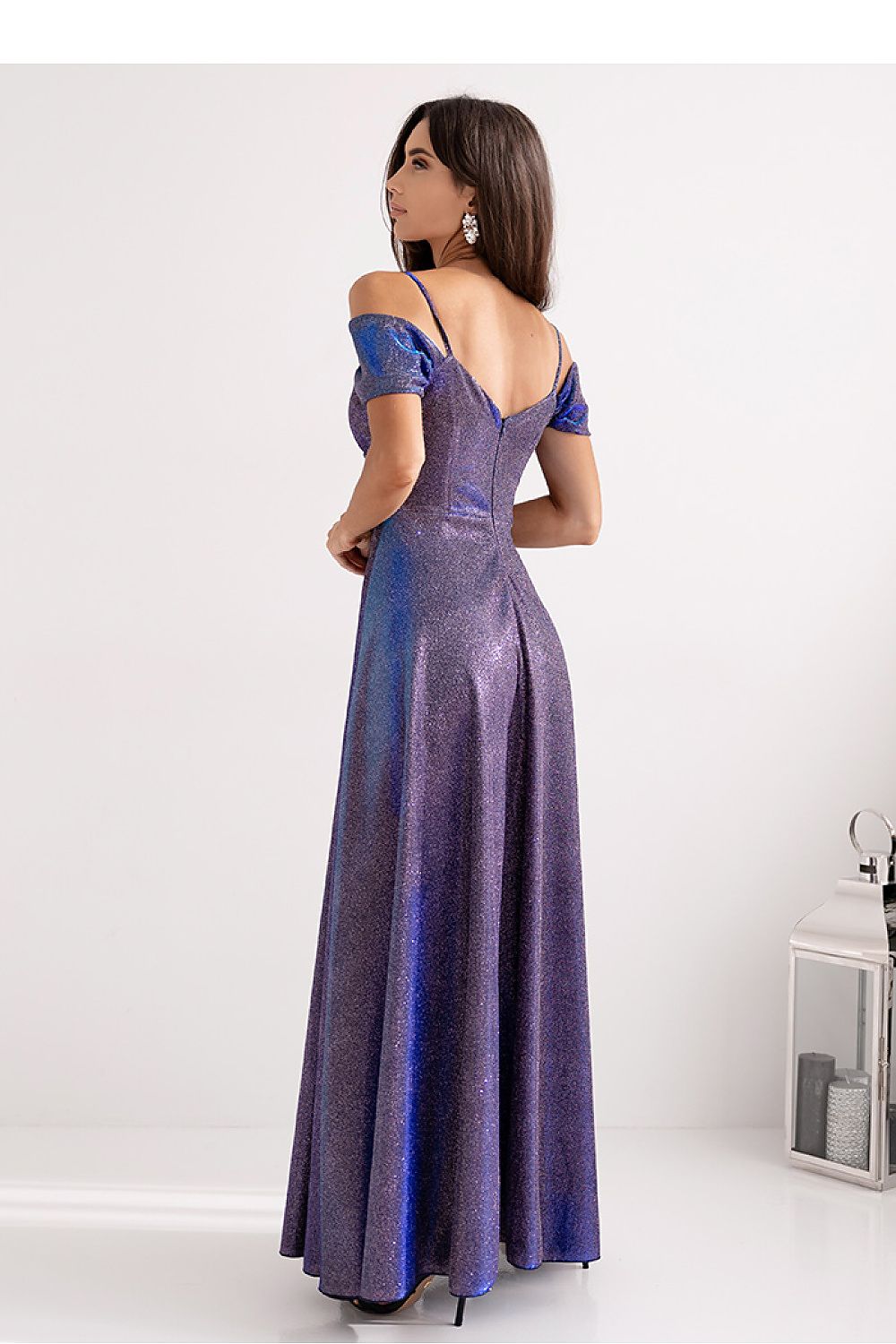 With You Fitted Waist Shimmer Occasion Long Dress