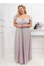 With You Fitted Waist Shimmer Occasion Long Dress pink