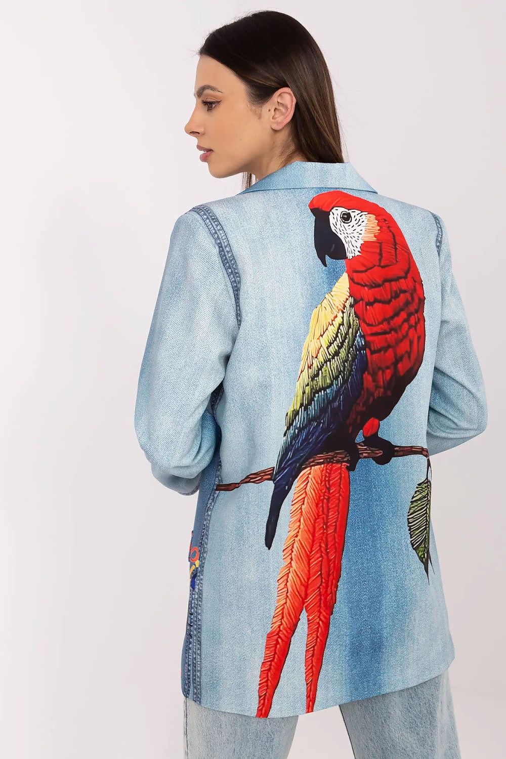 Floral Jacket Italy Moda Denim-Look Blazer