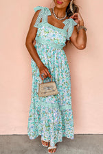 Floral Lace Tied Strap Empire Waist Maxi Dress