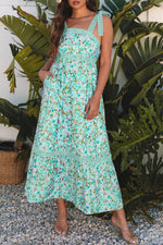 Floral Lace Tied Strap Empire Waist Maxi Dress