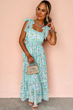 Floral Lace Tied Strap Empire Waist Maxi Dress