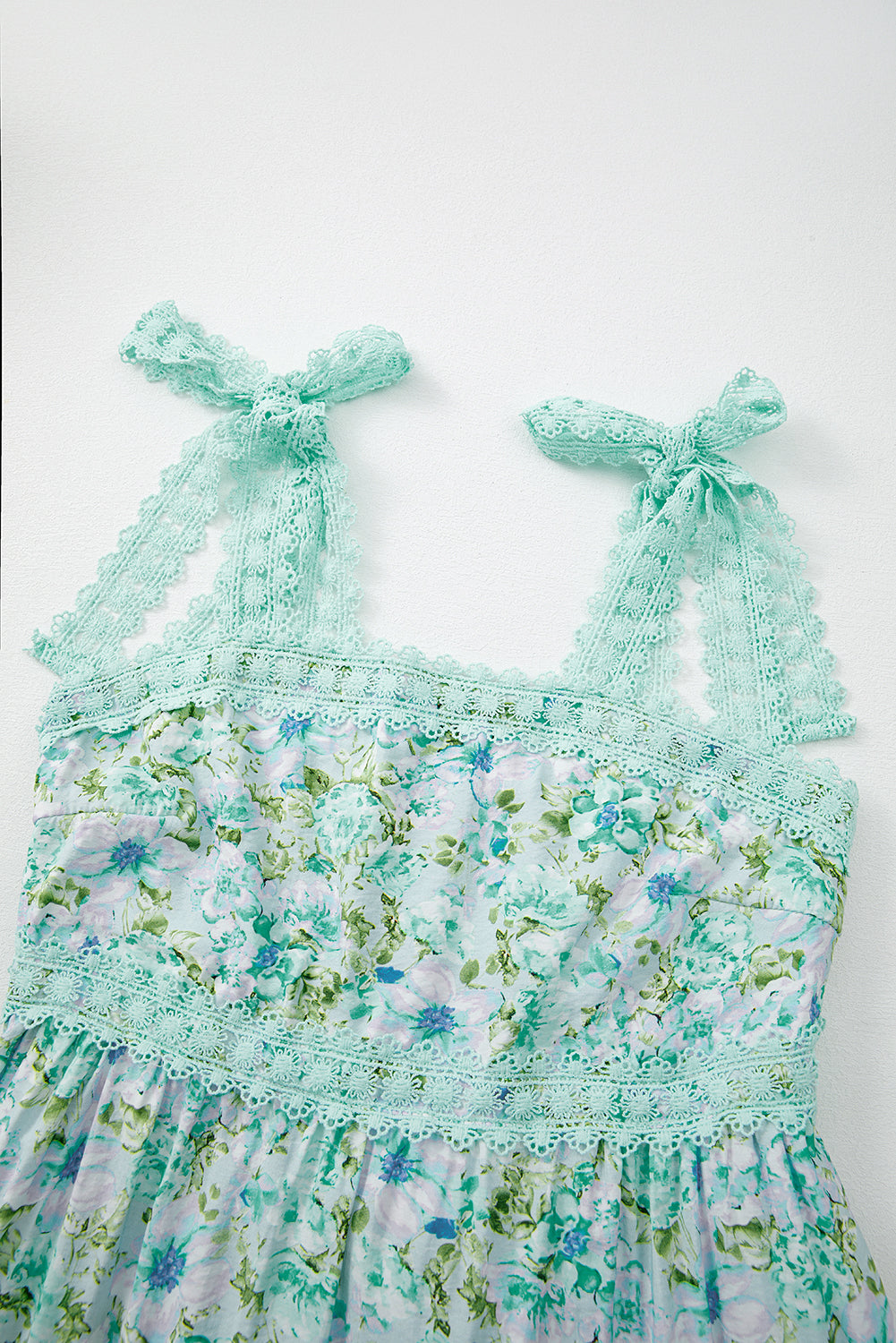 Floral Lace Tied Strap Empire Waist Maxi Dress