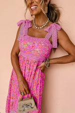 Floral Lace Tied Strap Empire Waist Maxi Dress