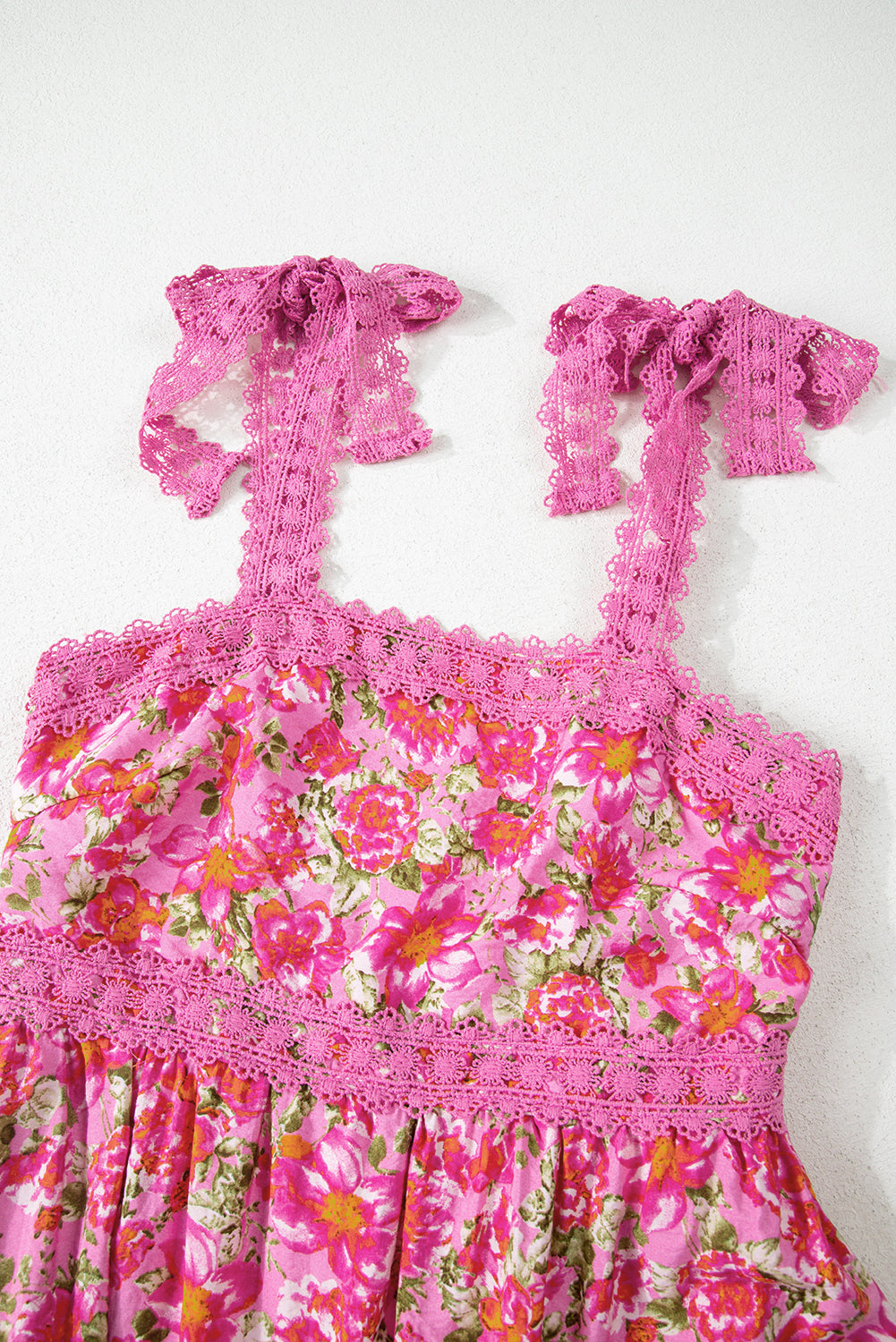 Floral Lace Tied Strap Empire Waist Maxi Dress