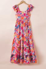 Floral Print Sleeveless Ruffle Tiered Maxi Dress