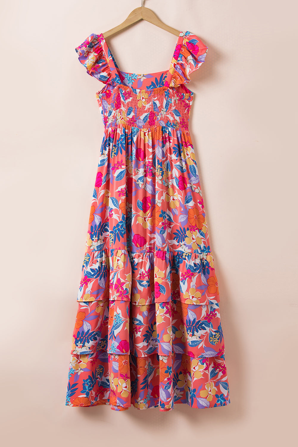 Floral Print Sleeveless Ruffle Tiered Maxi Dress