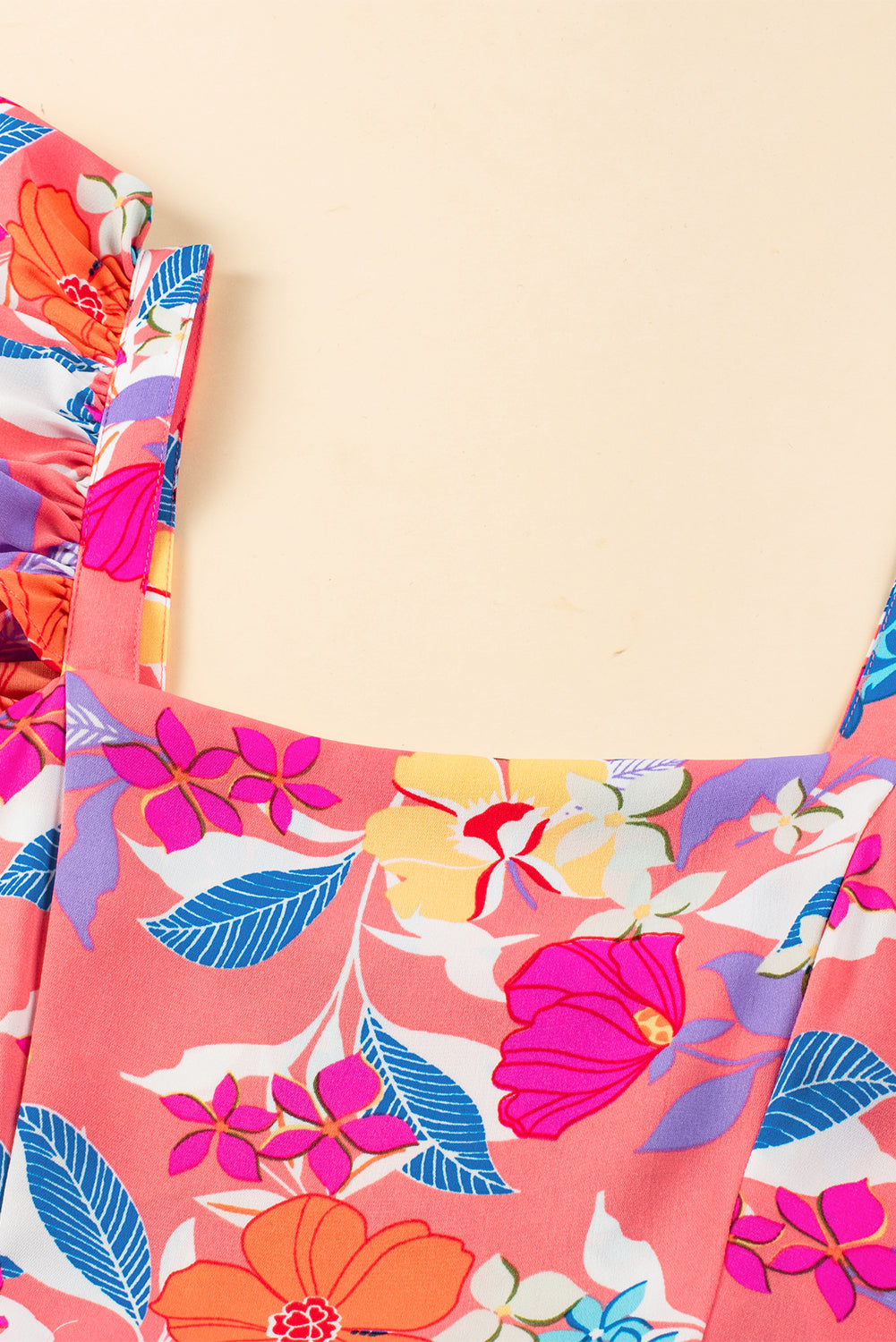 Floral Print Sleeveless Ruffle Tiered Maxi Dress