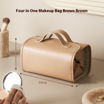 Folding Cosmetic Bag Large Capacity Waterproof Travel Makeup Toiletry Bag Dark Beige