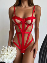 GASP Red Cut Out Strappy Bandage Playsuit Red